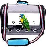 IDAS Bird Travel Cage, Leichter transparenter Bird Travel Carrier, transparenter Papageien-Reisekäfig aus PVC Atmungsaktiver Pet Birds Bag-Rucksack mit Schultergurt und Holzstäbchenständer (Blue)