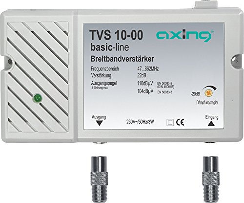 Axing TVS 10-00 Breitband-Verstärker für Kabelfernsehen oder Antennen DVB-T2 HD UKW DAB+