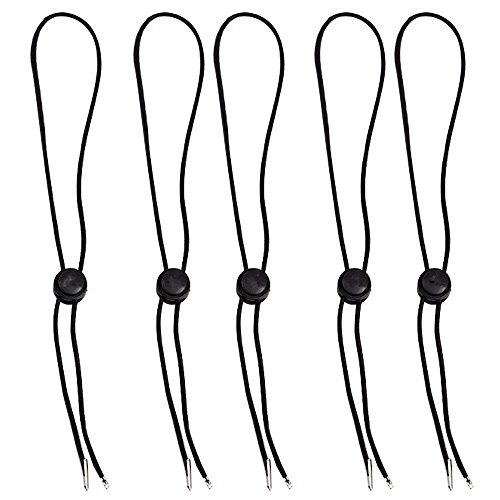 Hut-Kinnschnur, schwarz, flexibel, abnehmbar, Hut-Kinnriemen mit federbelastetem Stopper-Kordelverschluss, 5 Stück