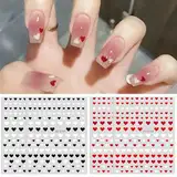 Kabwea 4 Stück 3D-Nagelkunstaufkleber, herzförmiges Muster, selbstklebende Nagelaufkleber, geeignet für verschiedene Nageldesigns,Valentine Nail Stickers