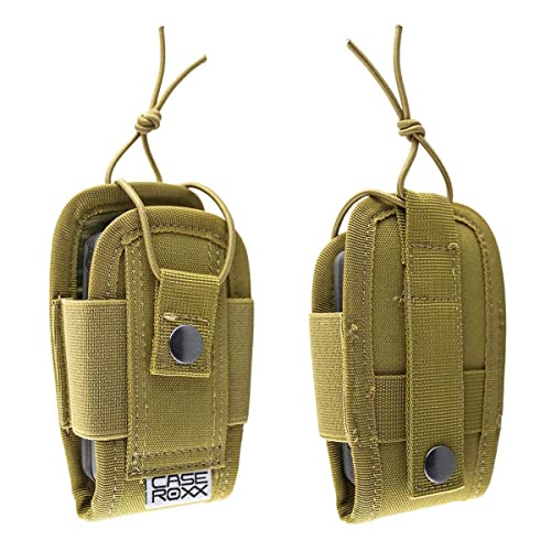 caseroxx Funkmelder-Molle Tasche kompatibel mit Motorola TPG2200 Tetra Pager, Airbus P8GR etc. [Schutz Holster mit Gürtelschlaufe und variablem Kordel-Riemenverschluss in beige]