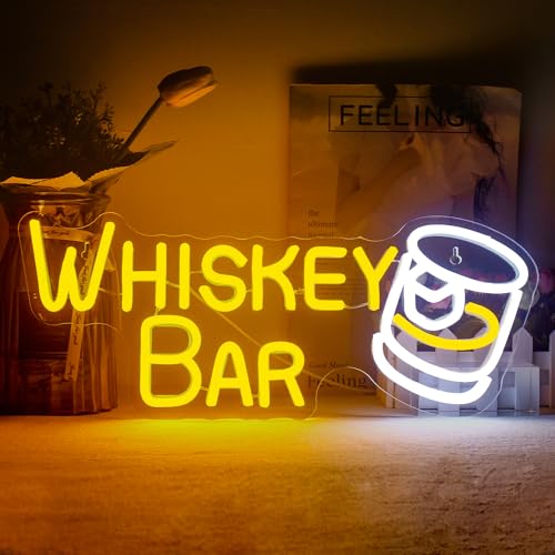 LUCUNSTAR Whiskey Bar Neonschild Bar Zeichen Led Neon Zeichen für Wand Dekor Bar Beleuchtung Zeichen für Home Bar Cart Restaurant Mann Höhle Bier Cafe Bistro Club Party Geschenk