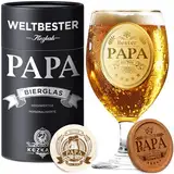 KEZKALS Papa Geschenk Weihnachten, Bierglas mit Gravur, Vatertagsgeschenk für Papa, Geschenk Vatertag, Personalisierte Beste Papa Geschenk, Vater Geschenke für Papa, Weihnachtsgeschenke für Papa