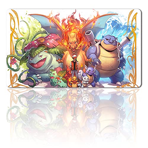 Four leaves PTCG Board Game Play Mat, Trading Card Game PTCG, with Card Zones, Mouse Mat, Size 60 x 35 cm, Suitable for PTCG CCG