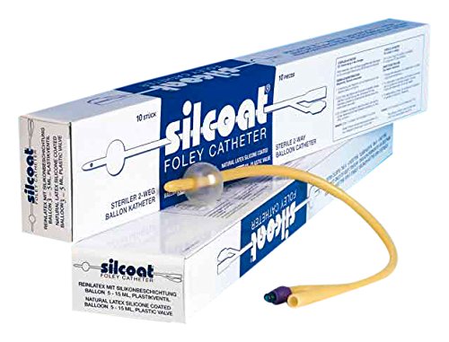 Silcoat 369001 Ballonkatheter, Typ Erwachsene, CH 16, Ballongröße 5/15 mL (10 er-Pack)