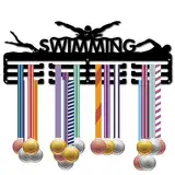 CREATCABIN Schwimm-Medaillenhalter,Display-Aufhänger,Medaillen-Wandhalterung,Rahmenregal,Sport-Medaillen-Aufhänger,Schwarze Wanddekoration,Medaillen-Organizer-Rack Zum Aufhängen Band,Rennen,40x15cm