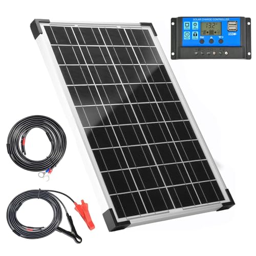 30W Solar Panel Kit 12V/24V Akku Ladegerät + 10A PWM Laderegler+ Verlängerungskabel