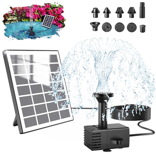 SZMP Solar Springbrunnen 1.8W Solar Teichpumpe 2024 Upgraded 100% Glas,10 DIY Effekte mit 9.84ft Kabel,Solar Wasserpumpe Solar schwimmender Fontäne Pumpe für Gartenteich,Vogel-Bad,Fisch-Behälter