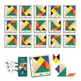 KUKURULLO Tangram Holz Mitgebsel Kindergeburtstag – 15 Mini Tangram -Puzzles, Gastgeschenke für Kinder, Mitbringsel Jungen & Mädchen, Party Give-Aways, Piñata-Füllung, Ideal für Schule & Kita