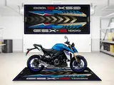 wibeart Garagenmatte für GSX S1000 Motorradmodell, Parkmatte, Boxenmatte, waschbarer Rutschfester Garagen- und Ausstellungsraum-Bodenteppich (Tritonblau, Größe 1: 86,6 x 39,4/220 x 100 cm)