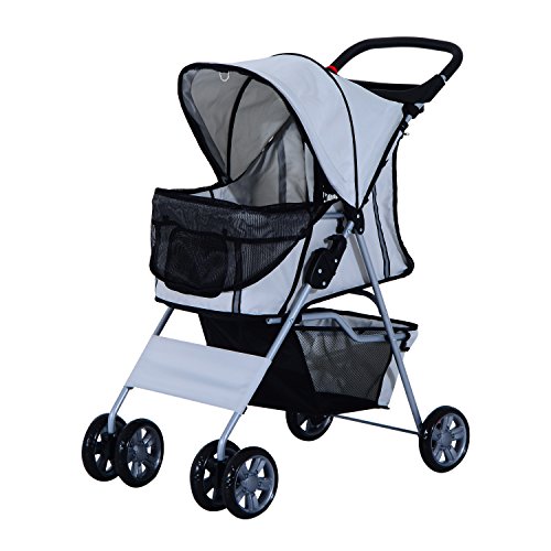 PawHut Hundewagen Hundebuggy Pet Hunde Buggy Stroller Jogger Anhänger Grau