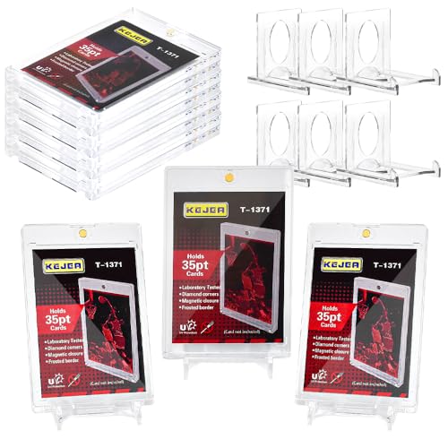 Huucozn 10 Stück 35PT Magnetic Card Holder mit 10 Stück Acryl Kartenständer Magnetischer Kartenhalter Sammelkarten Hüllen UV-Schutz-Transparent Trading Card Sleeves für Pokemon Yugioh Sport TCG