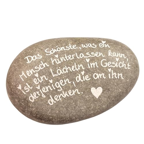 Herzmensch Grabstein echter Stein handbeschriftet für den Friedhof als Deko oder als Geschenk zur Beerdigung 16 x 4 cm von Andrea Zrenner