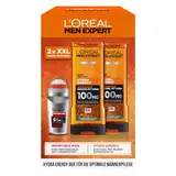 L'Oréal Men Expert Pflegeset für Männer, Geschenkset mit XXL Duschgel und Deoroller, Geschenk für Herren inklusive Bodywash und Deo Roll-On, Hydra Energy, Heat Protect, 2 x 400 ml, 1 x 50 ml