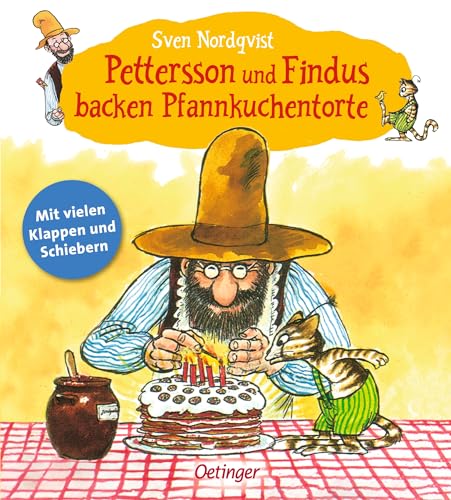 Pettersson und Findus backen Pfannkuchentorte: Mit vielen Klappen und Schiebern. Pappbilderbuch zum Mitmachen mit lustiger Geburtstags-Geschichte von Sven Nordqvist für Kinder ab 2 Jahren