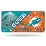 Rico Industries NFL Miami Dolphins Nummernschild Miami Delfin, Metalmiami Delfine, Nummernschild, Metall, Teamfarbe, Einheitsgröße