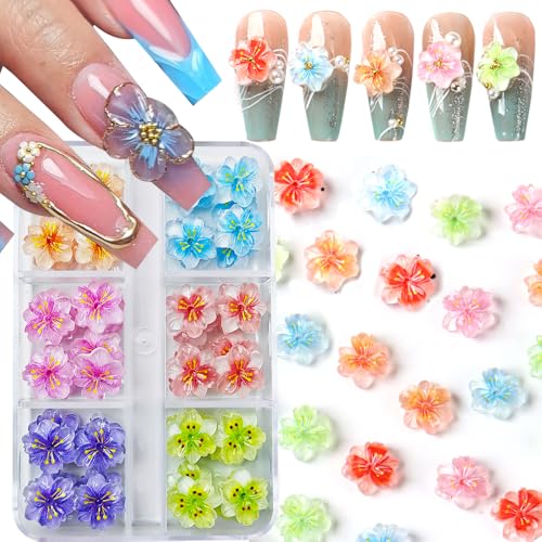 Nail Charms, 1Box Blume Nagel Charms 3D Blumen Nail Art Dekoration,3D Acryl Bow Nail Gems Nagel Deko für Frauen Acryl Nagel