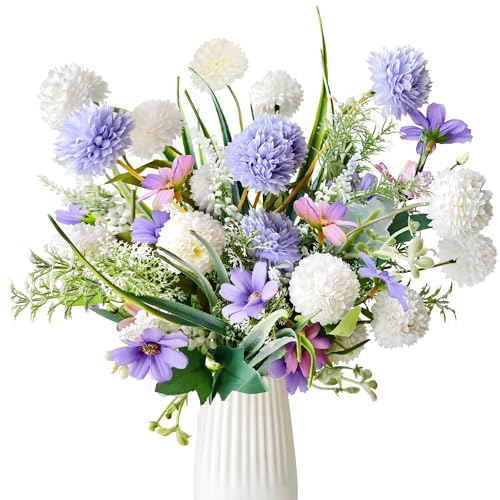YMIFEEY Kunstblumen wie Echt Künstliche Blumen Frühling Wildblume Blumenstrauß Künstlich Seidenblumen Fake Blumen Pflanzen Zweige Deko Artificial Flowers für Zimmer Tisch Draußen (Lila)