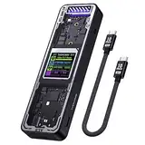DOCKCASE Explorer Edition Smart M2 SSD Gehäuse - 10s Stromausfallschutz, NVMe Gehäuse, SSD-Gesundheitserkennung, Zwei Type-C-Anschlüsse USB-C 3.2 Gen 2 (10Gbps) für NVMe SSDs bis zu 4TB Schwarz