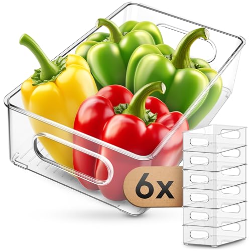 ZMILLA® Kühlschrank Organizer [6 Boxen] Schubladen Set zur Aufbewahrung von Obst & Gemüse | Größe: 26,5 x 15 x 7,5cm