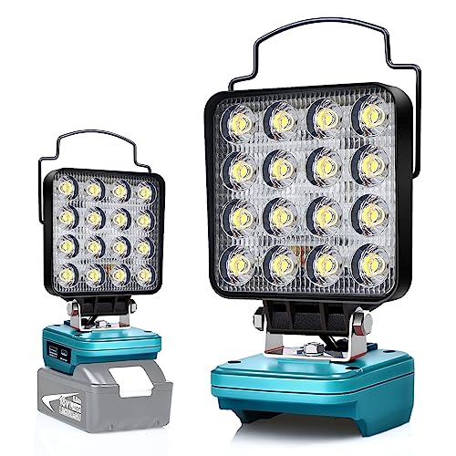 Edtran Akku Lampe Für Makita 18v, 48W Kabellose Led Arbeitsleuchte Akku, Hell Led Strahler Tragbares Flutlichter Baustellen Lampe,Akku Scheinwerfer mit Typ C und USB-Aufladung (NMTZFDTS4IN)