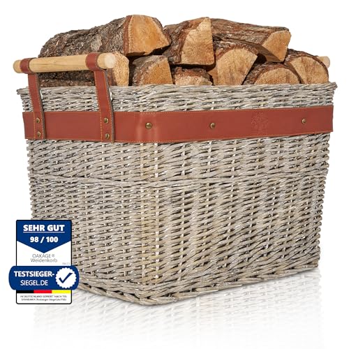 OAKAGE® Holzkorb für Kaminholz Groß aus Weide Kaminholzkorb Feuerholzkorb Brennholzkorb Weidenkorb Kaminkorb | Korb Kaufen