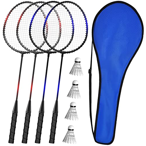 KH Federball Set Badminton Schläger Set 2-4 Spieler für Erwachsene Kinder, leicht und stabil, Schläger, Federbälle und Tragetasche im Lieferumfang