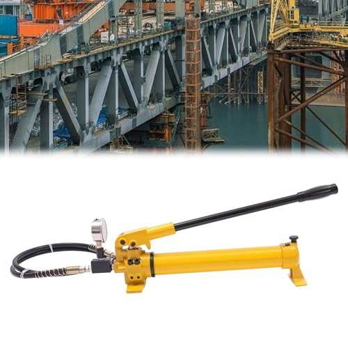 CP-700 Manuelle Hydraulikpumpe mit Druckprüfung, Max Ausgangsdruck 700bar, Gewindeanschluss ZG3/8'', Handpumpen-Schlauchkupplung für Hydraulikwerkzeuge