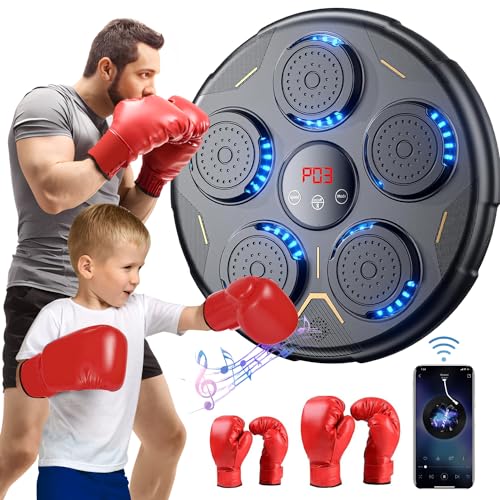 Bluetooth Music Boxing Machine,LED Musik Boxmaschine,Musik Boxen Unterstützt 9 Geschwindigkeitsmodi und Zählmodus,Boxgerät Boxsack Einstellbare Einbauhöhe,Boxtrainingsgeräte für Erwachsene und Kinder