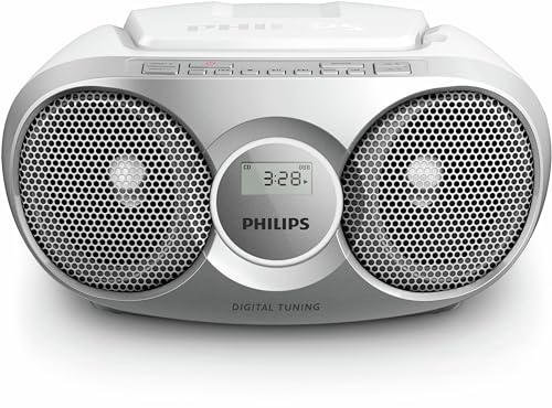 Philips Tragbarer CD Player/Digital UKW, Dynamischer Bass-Boost, Audioeingang/Radio CD, AZ215S/12, Silber