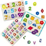 Holzpuzzle für Kleinkinder von 3 4 5 Jahren, Montessori-Spielzeug für Kinder ab 3 4 5 Jahren, Lernendes Pädagogisches Spielzeug, Christmas Stocking Stuffer Geschenk für 3 4 5 Jährige Jungen&Mädchen