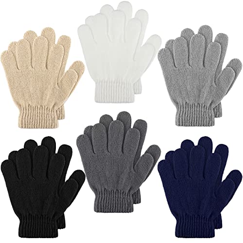 SATINIOR 6 Paar Winter Kinder Handschuhe Kleinkinder Strickhandschuhe Baby Stretch Fäustlinge (Dunkle Farbe, 1-4 Jahre)