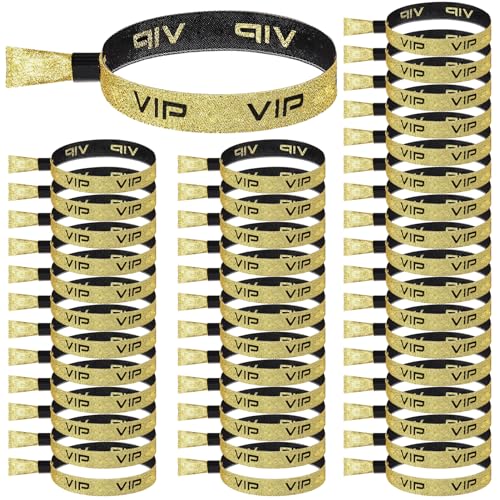 120 PCS VIP Stoff Einlassbänder,VIP Eintrittsbänder,Festival Armbänder,Schwarze Goldene Eintrittsbänder,Party Einlassbänder,Wasserfeste Party Bändchen,VIP Stoff-Armbänder für Events Konzerte Hochzeit