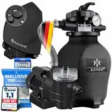 KESSER® Sandfilteranlage Sandfilter+700g Filterbälle ersetzen 25kg Filtersand 7-Wege Ventil mit Druckanzeige Poolfilter 10 m³/h Filteranlage Filterkessel für Pool 10.200 L/h, Inkl. Wettercover,Schwarz