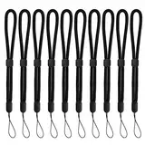 Laughhe 10 Stück Handschlaufe Lanyard Verstellbares Nylon Handgelenk Trageband Weiche Paracord Handschlaufe Kurz für Taschenlampe, Handy, USB-Stick, Kamera, Schlüsselanhänger, Schwarz