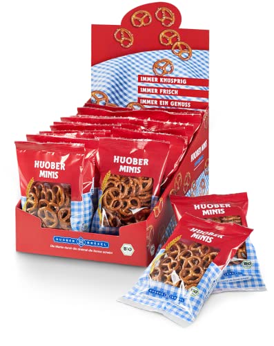 Huober Bio Mini Brezel, kleine Brezelchen im Portionsbeutel, 20 Packungen x 40 g, 800 g