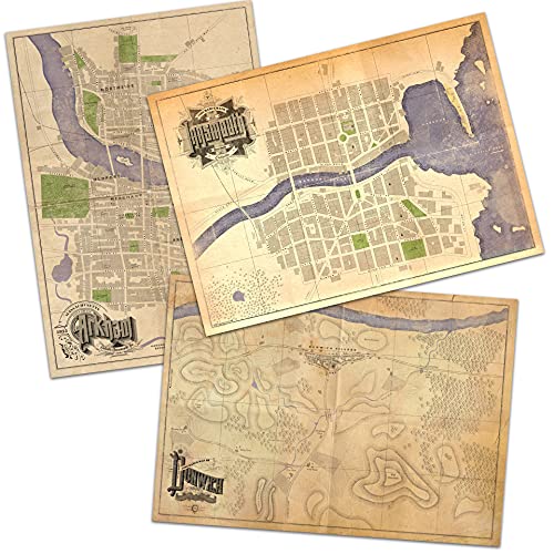 A3 Cthulhu-Karten-Set – Arkham, Dunwich und Innsmouth.