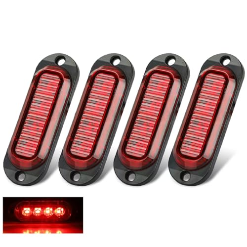 Greluma 4 stück rote led anhänger umrissleuchten,12V-24V 4 leds seitenmarkierungsleuchten,wasserdichte oberflächenmontage beleuchtung vorne und hinten für LKW-traktor, motorrad, transporter, wohnmobil