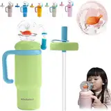 BomKra Whale Fountain Tumbler 24oz - Edelstahl Walbrunnen Tumbler mit Griff, Trinkbecher mit Walspritze, Auslaufsicher, Spülmaschinenfest, für Kinder, Jungen und Mädchen (Grün)