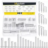 Mardatt 51 Stück 18 Größen Einloch Gabelbolzen mit 51 Stück Splint Sortiment Kit, M5 M6 M8 M10 M12 Verzinkte Single Hole Clevis Pins, Flat Head Clevis Pins mit Zufällige Größe Split Splint