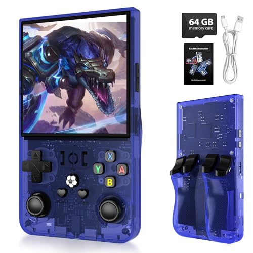 xiskt Portable Handheld Video Games mit 64 GB internem Speicher und 18.000+ klassischen Spielen, tragbare Videospielkonsole mit Linux-System, 4,0-Zoll-IPS-Bildschirm, 4000-mAh-Akku