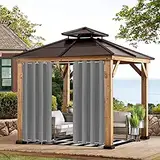 Outdoor Vorhang Wetterfest mit Ösen, Blickdicht Wasserdicht Outdoor Gardine 1 Stück für Garten Terrasse Pavillon Veranda Balkon, grau B213XH213cm