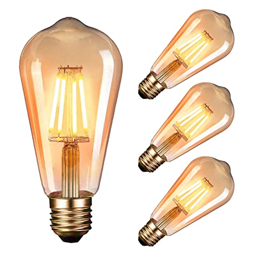 massway Edison Vintage Glühbirne, LED Glühbirne Vintage ST64 E27(4W/220V) 2500K Amber Warmweiß Retro-Licht, Antike Lampe für Vintage-Stil im Haus Café Bar usw- 3 Stück