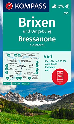 KOMPASS Wanderkarte 050 Brixen und Umgebung / Bressanone e dintorni 1:25.000: 4in1 Wanderkarte mit Panorama und Aktiv Guide inklusive Karte zur ... in der KOMPASS-App. Fahrradfahren. Skitouren.