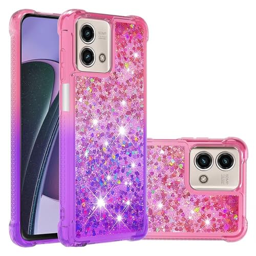 Nadoli Glitzer Treibsand Hülle für Motorola Moto G Stylus 5G 2023,Silikon Stoßfest Gradient Bunt Wasserfall Handyhülle Transparent Bumper Schutzhülle Flüssig Durchsichtig Case