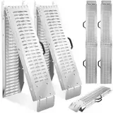 tectake® 2X Faltbare Auffahrrampen, Stahl Rampe, bis 400 kg belastbar, rutschfest, perforiert, Laderampe für Auto oder Anhänger, Auffahrrampe für Motorrad, Rasentraktor, Rollstuhl, Fahrrad (186 cm)