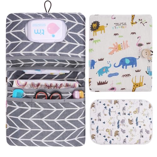 Aolso Baby Windeltasche mit Wickelunterlage, Tragbare Wickelunterlage Wasserdichte, Windeltasche Organizer, für unterwegs mit viel Platz, Kleine Wickeltasche, für Unterwegs Wickel Clutch