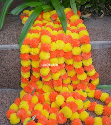 Comelyns Künstliche Ringelblume, flauschige Blumen, Girlande für Diwali, Dekorationsartikel für Heimdekoration, Festival, Veranstaltungen, Zuhause, Tisch, Schlafzimmer, Pooja-Zimmer (Gelb und