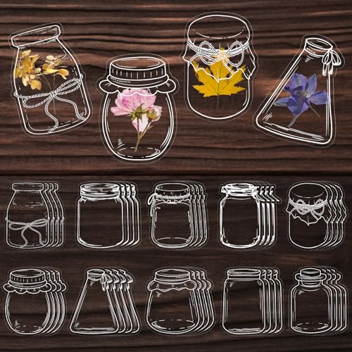 40Stks Transparentes DIY Getrocknete Blumen-Lesezeichen, Pflanzen Proben Wunschflaschen Lesezeichen, Klare Glaswaren Aufkleber Bookmark mit Pinzette, DIY Homemade Blumen Lesezeichen für Kinder Basteln