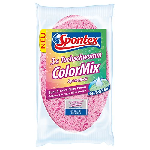 Spontex Tuchschwamm ColorMix, - Extra saugstark & reißfest -3 Stück ( 1er Pack)